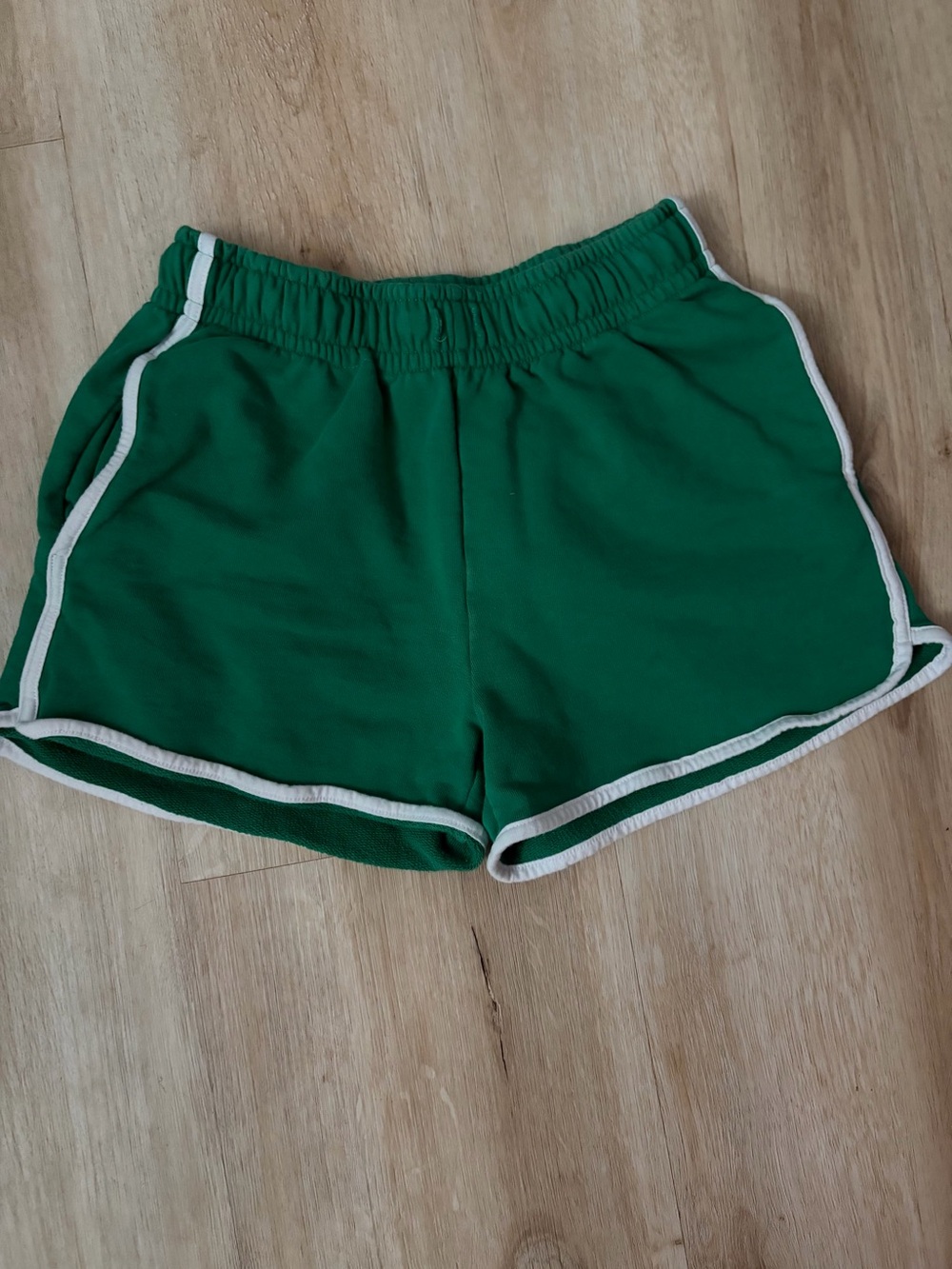 Green Retro Running Shorts with White Trim